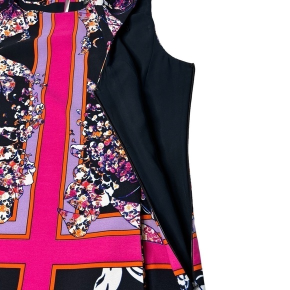 ADRIANNA PAPELL Hot Pink Multi Colored Sleeveless Dress With Pockets Size 4 - Picture 5 of 16